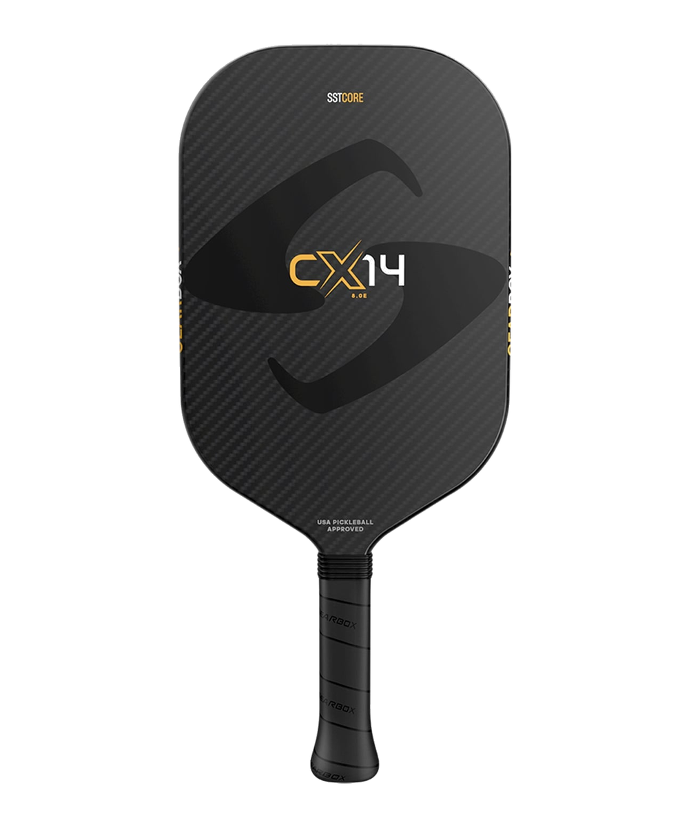 Gearbox CX14E pickleball paddle standing straight on plain white background