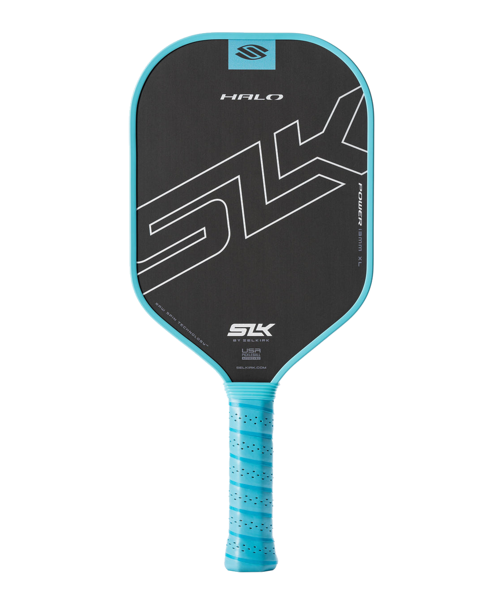 Selkirk Halo pickleball paddle standing straight on plain white background
