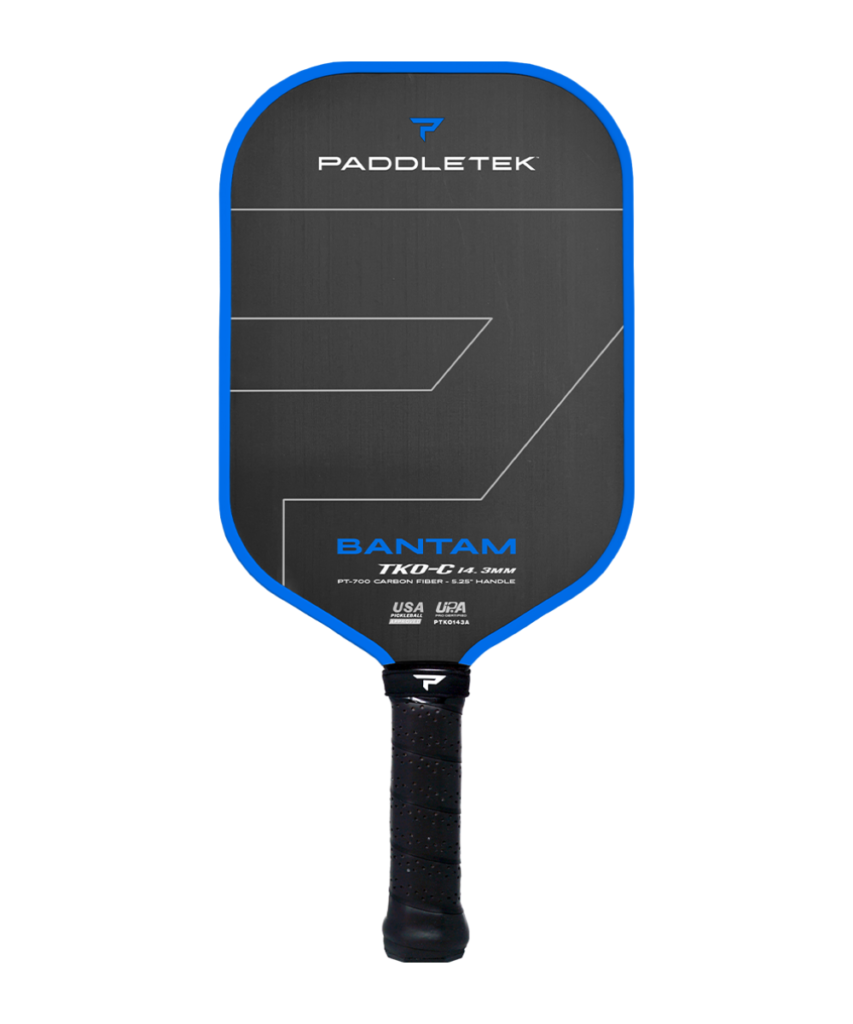 Paddletek Bantam TKO-C 14.3 pickleball paddle standing straight on plain white background