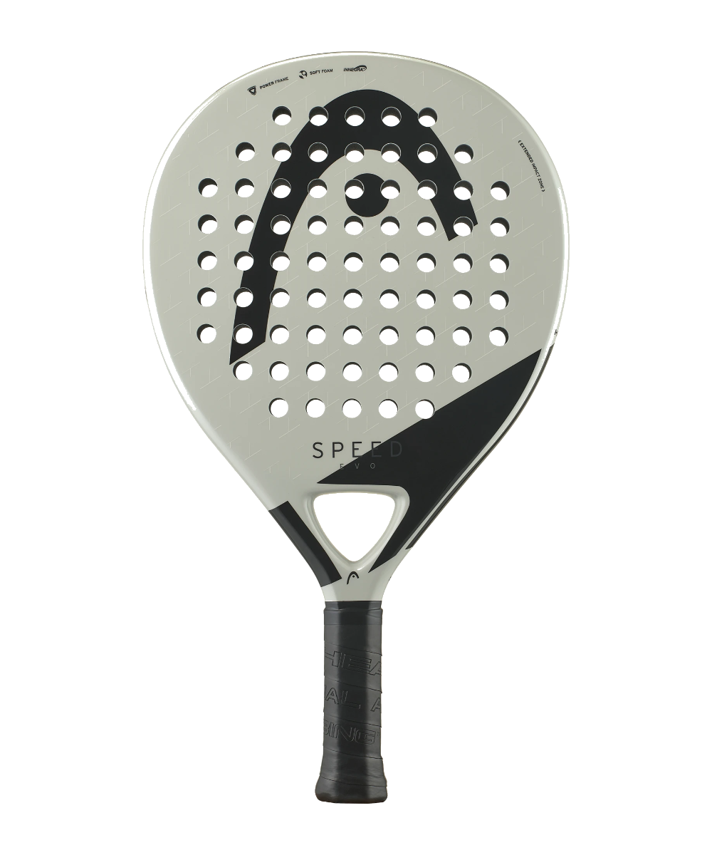 Head Evo Speed padel racket standing straight on plain white background