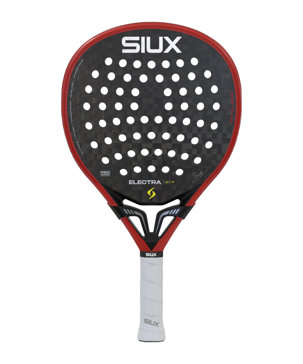 Siux Electra Pro padel racket standing straight on plain white background