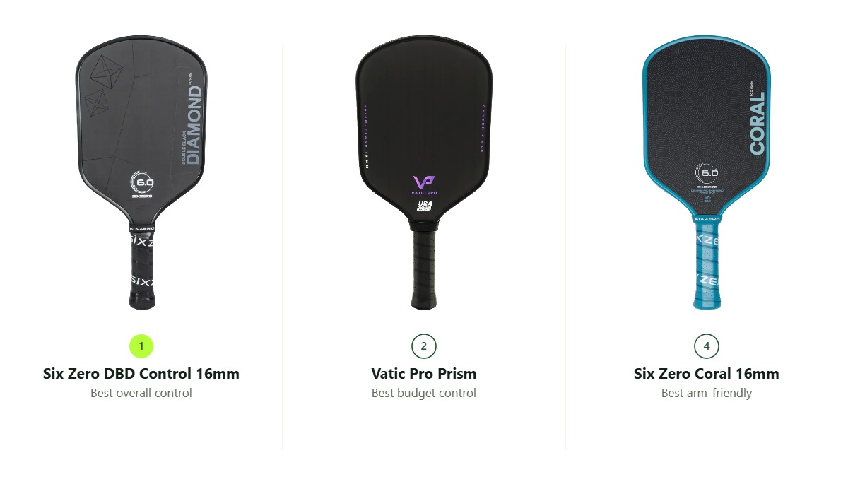 Six Zero Double Black Diamond Control, Vatic Pro Prism and Six Zero Coral compared side by side