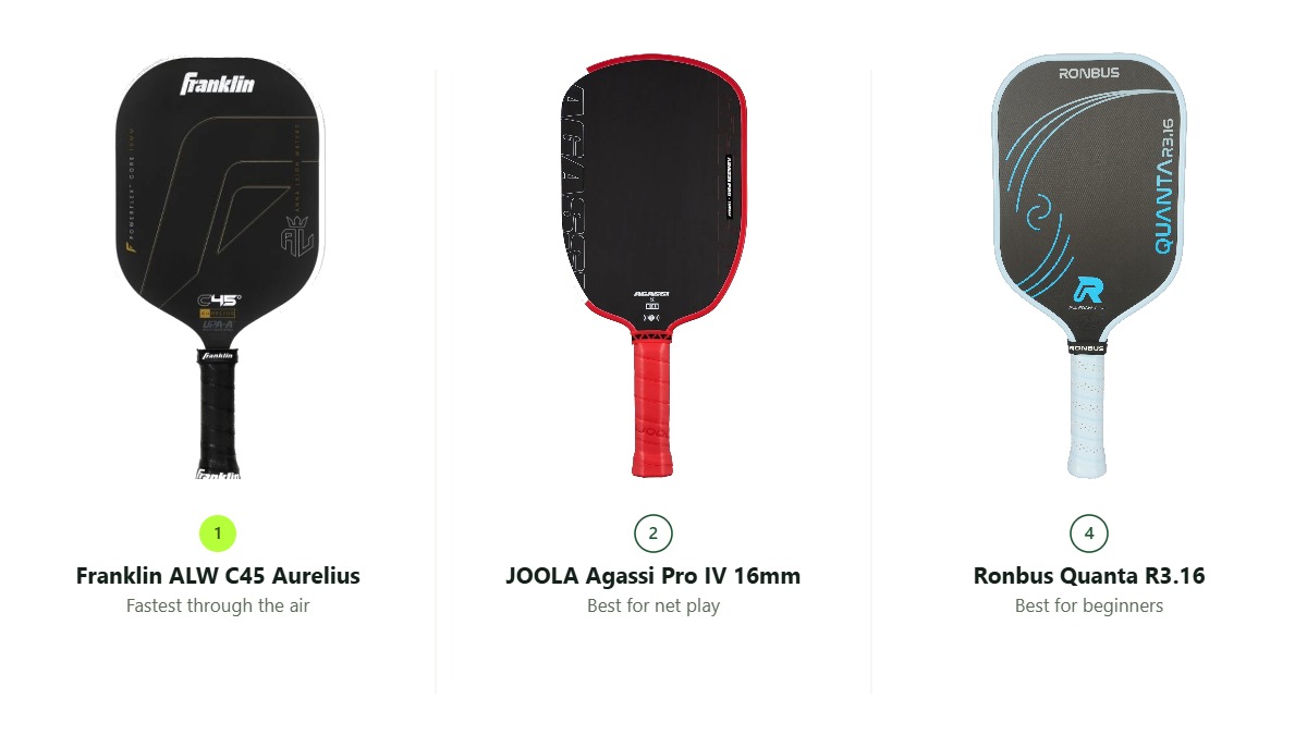 Franklin ALW C45 Aurelius, JOOLA Agassi Pro IV and Ronbus Quanta R3 compared side by side