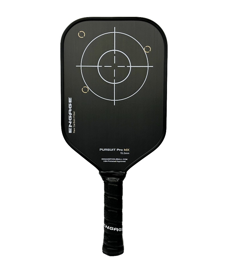 Engage Pursuit Pro MX pickleball paddle with a raw carbon fiber face