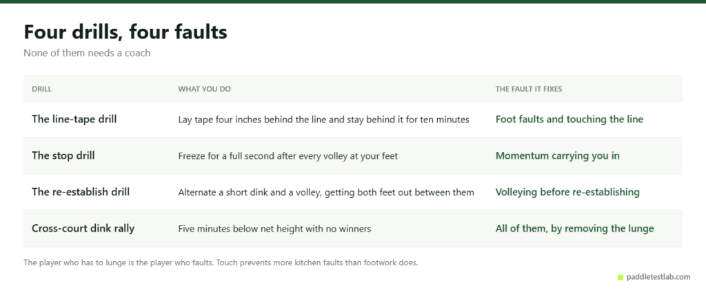 Four pickleball drills that each fix a specific non-volley-zone fault