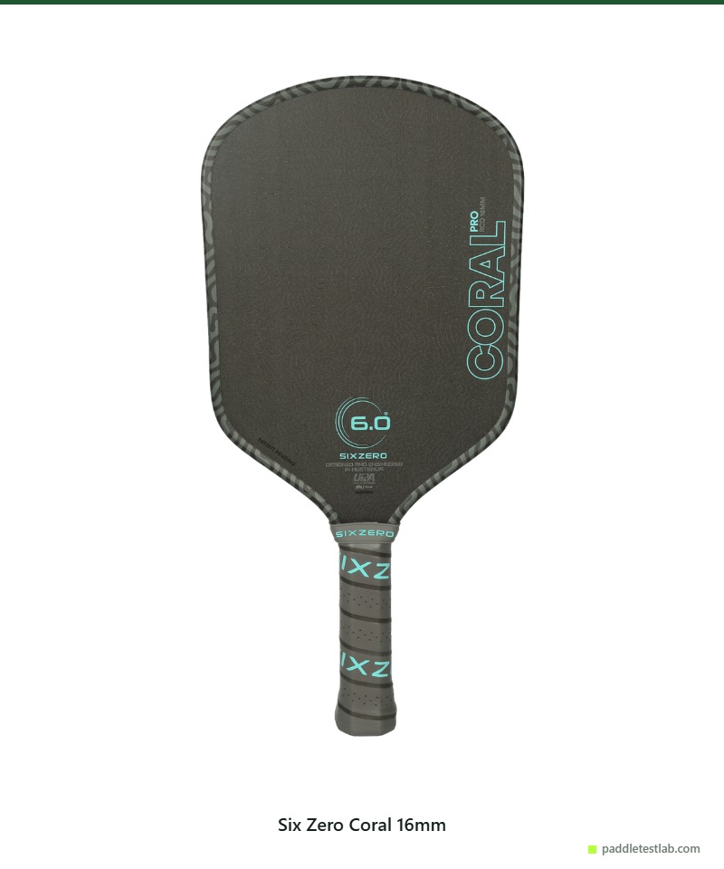 Six Zero Coral 16mm paddle standing upright on a plain white background